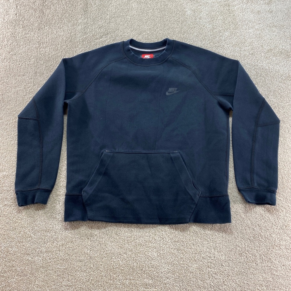 Nike Tech Fleece Sweatshirt‎ Mens Size Medium Black Raglan Sleeve Crewneck